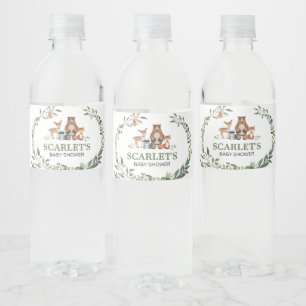 Waldtiere Grünzeug Babyparty  Wasserflaschenetikett