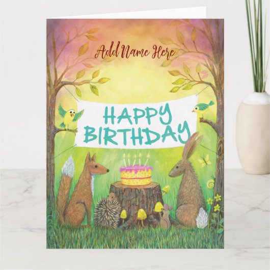 Waldtiere Happy Birthday Card Karte (Vorderseite)