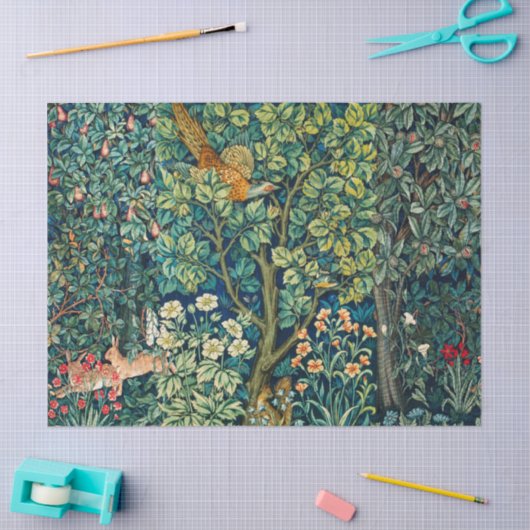 WALDTIERE Hares, Pheasant Bird, grüne Blüte Seidenpapier (Basteln)