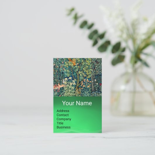 WALDTIERE Hares, Pheasant Bird, grüne Blüte Visitenkarte (Stehend Vorderseite)