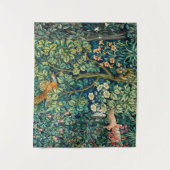 WALDTIERE Hares, Pheasant Bird, grüne Blüte Wandteppich (Vorderseite)