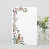 Waldtiere, Hasen, Blattwerk, rote Beeren Briefpapier (Stehend Vorderseite)