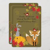 Waldtiere Herbst 1. Geburtstag Einladung (Vorne/Hinten)