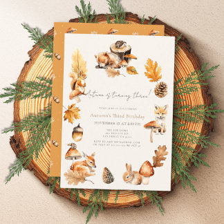 Waldtiere Herbst/Herbst Pilz Geburtstag Einladung
