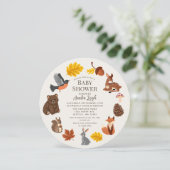 Waldtiere Herbst Herbstkranz Babyparty Einladung (Stehend Vorderseite)