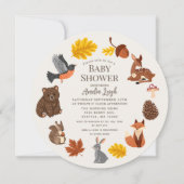 Waldtiere Herbst Herbstkranz Babyparty Einladung (Vorderseite)