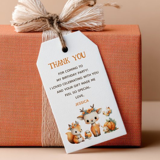Waldtiere Herbst Kinder Geburtstag Danke Geschenkanhänger