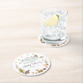 Waldtiere Herbst-Kinderdusche Runder Pappuntersetzer (Vor Ort)