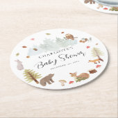 Waldtiere Herbst-Kinderdusche Runder Pappuntersetzer (Angewinkelt)