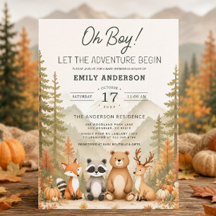 Waldtiere Herbst-Kürbis-Baby-Party Einladung