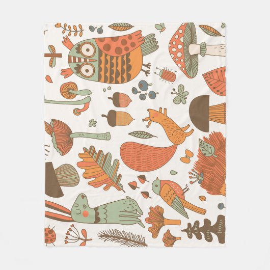 Waldtiere: Herbstliche farbenfrohe Kulisse. Fleecedecke (Vorderseite)