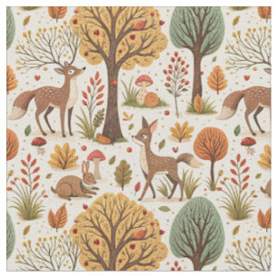 Waldtiere & Herbstwald-Saisonmuster Stoff