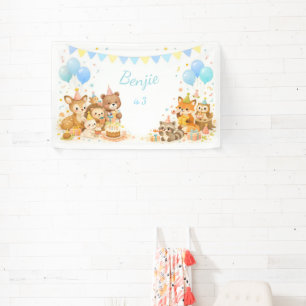 Waldtiere Hintergrund Hase Bär Fuchs Pastell Banner