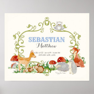 Waldtiere Hirsch Fox Boy Neugeborene Geburtsstände Poster