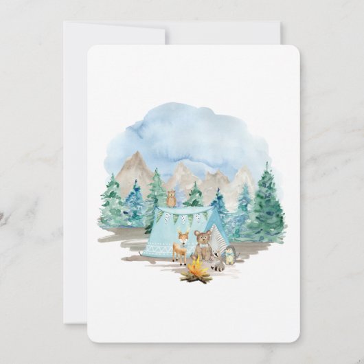 Waldtiere Hirschbärenschaum Kinderdusche Einladung (Rückseite)