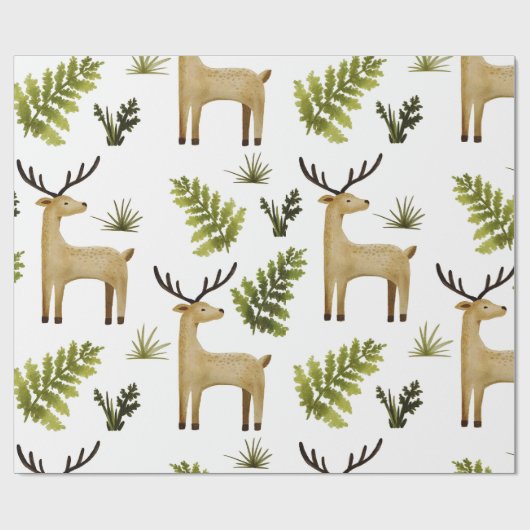 Waldtiere Hirsche Geschenkpapier (Flach)