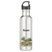 Waldtiere Hirsche niedliche Bezeichnung Edelstahlflasche (Vorderseite)
