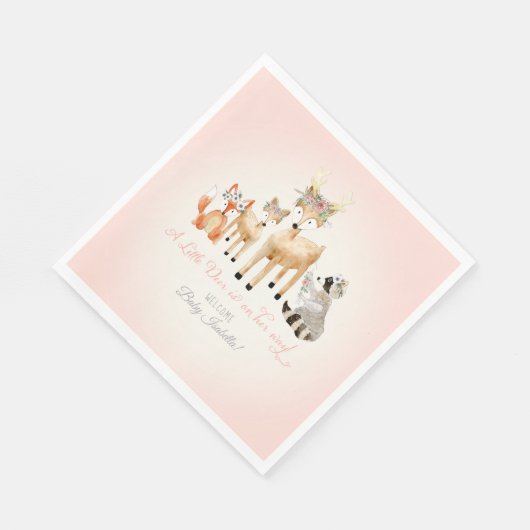 Waldtiere Hirsche Raccoon Fox Boho Babydusche Serviette (Ecke)