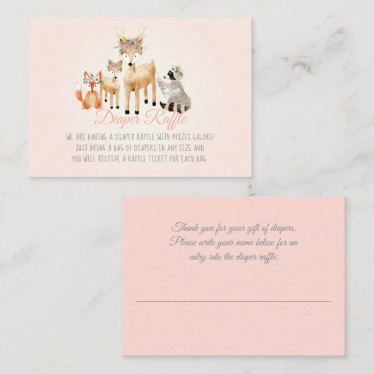 Waldtiere Hirsche Raccoon Fox Diaper Raffel Begleitkarte (Vorne/Hinten)