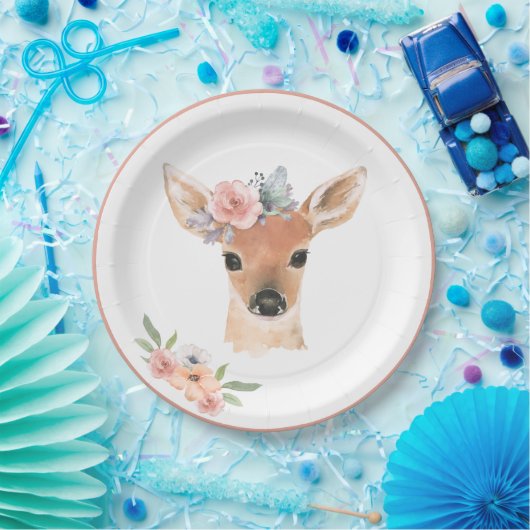 Waldtiere Hirsche Wasserfarben Pappteller (Party)
