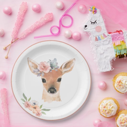 Waldtiere Hirsche Wasserfarben Pappteller (Party)