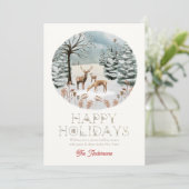 Waldtiere Hirsche Winterscape Weihnachten (Stehend Vorderseite)