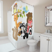 Waldtiere Hirschfocken-Raccoon-Bärenschüssel Duschvorhang (Beispiel)