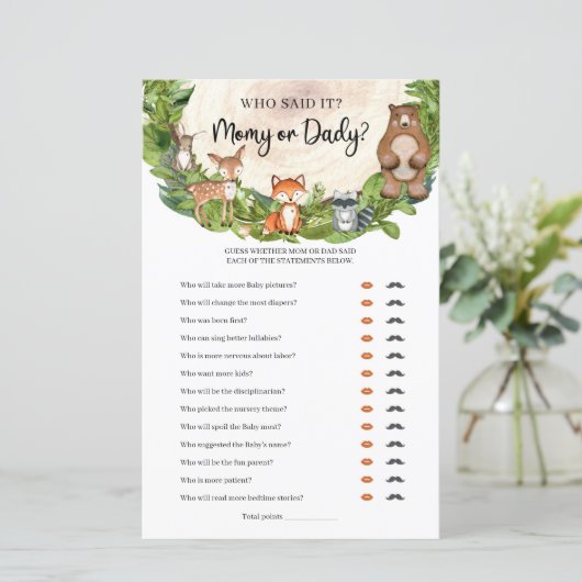 Waldtiere Holzschnitt Mommy oder Daddy (Stehend Vorderseite)