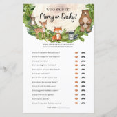 Waldtiere Holzschnitt Mommy oder Daddy (Vorderseite)