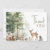 Waldtiere Horizontale Geburtstagsparty Dankeskarte (Vorderseite)