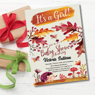 Waldtiere Igel Girl Baby Dusche Einladung