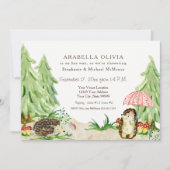 Waldtiere Igel Girl Baby Dusche Einladung (Vorderseite)