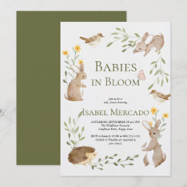 Waldtiere im Grünen Waldland Babies in Bloom Einladung