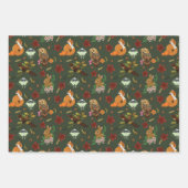 Waldtiere im Herbst grün Geschenkpapier Set (Vorderseite)