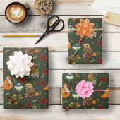 Waldtiere im Herbst grün Geschenkpapier Set