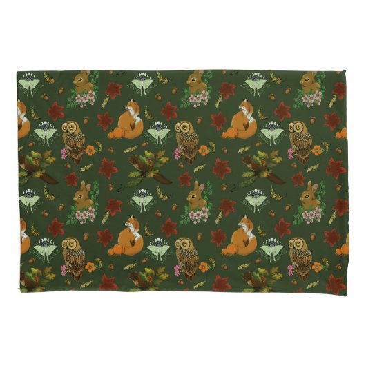 Waldtiere im Herbst grün Kissenbezug (Vorderseite)