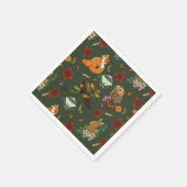 Waldtiere im Herbst grün Serviette (Ecke)