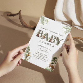 Waldtiere im offenen Haus Babydusche Einladung