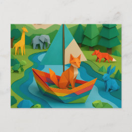 Waldtiere im Origami-Stil – Bunte Origami-Wildnis  Feiertagspostkarte