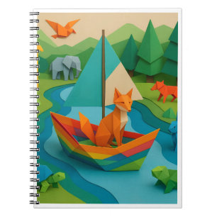 Waldtiere im Origami-Stil – Bunte Origami-Wildnis  Notizblock