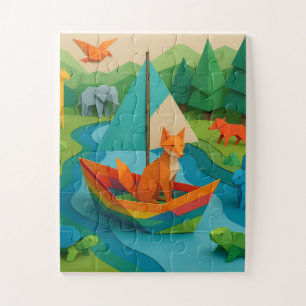 Waldtiere im Origami-Stil – Bunte Origami-Wildnis  Puzzle