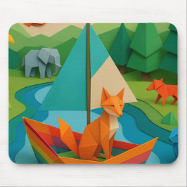 Waldtiere im Origami-Stil – Bunte Papierfaltkunst  Mousepad
