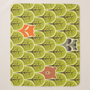 Waldtiere im Vintage-Muster Sherpadecke