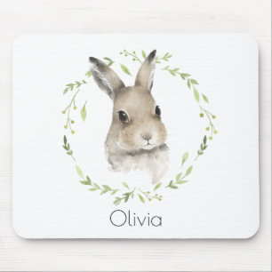 Waldtiere im Wald Bunny Name Wasserfarbe Mousepad