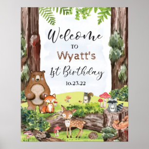 Waldtiere im Wald Willkommensschild Poster