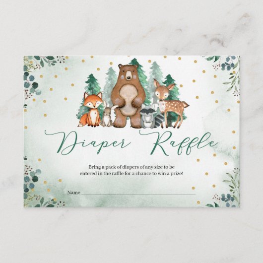 Waldtiere im Wald Winter Windeln Raffel Begleitkarte (Vorderseite)