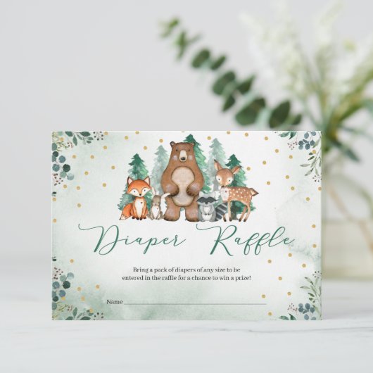 Waldtiere im Wald Winter Windeln Raffel Begleitkarte (Stehend Vorderseite)