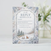 Waldtiere im Winter RSVP Karte (Stehend Vorderseite)