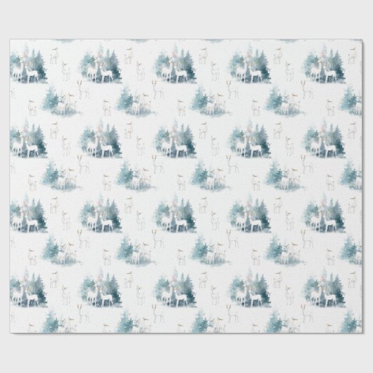 Waldtiere im Winterwaldmuster Geschenkpapier (Flach)