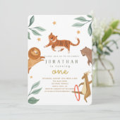 Waldtiere in Aquarellen, die einen Geburtstag feie (Stehend Vorderseite)